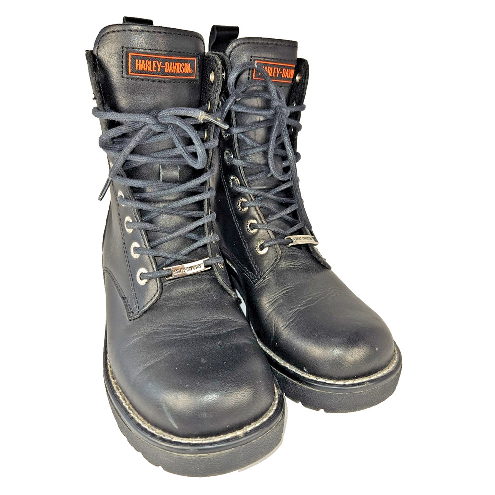 Harley-Davidson Liberator FG 6 Tie Leather Boots Women's 8.5 Black Y2K Vintage - Picture 7 of 13